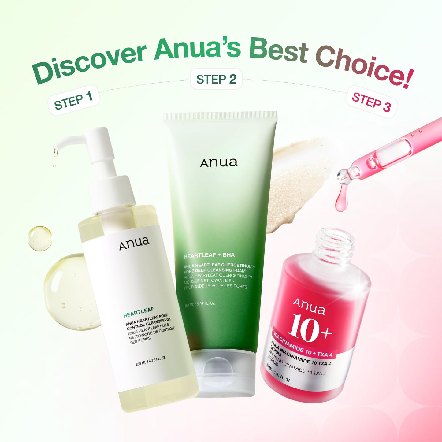 Anua 3-Step Glass Skin Beginner Set (Korean Skincare Set)